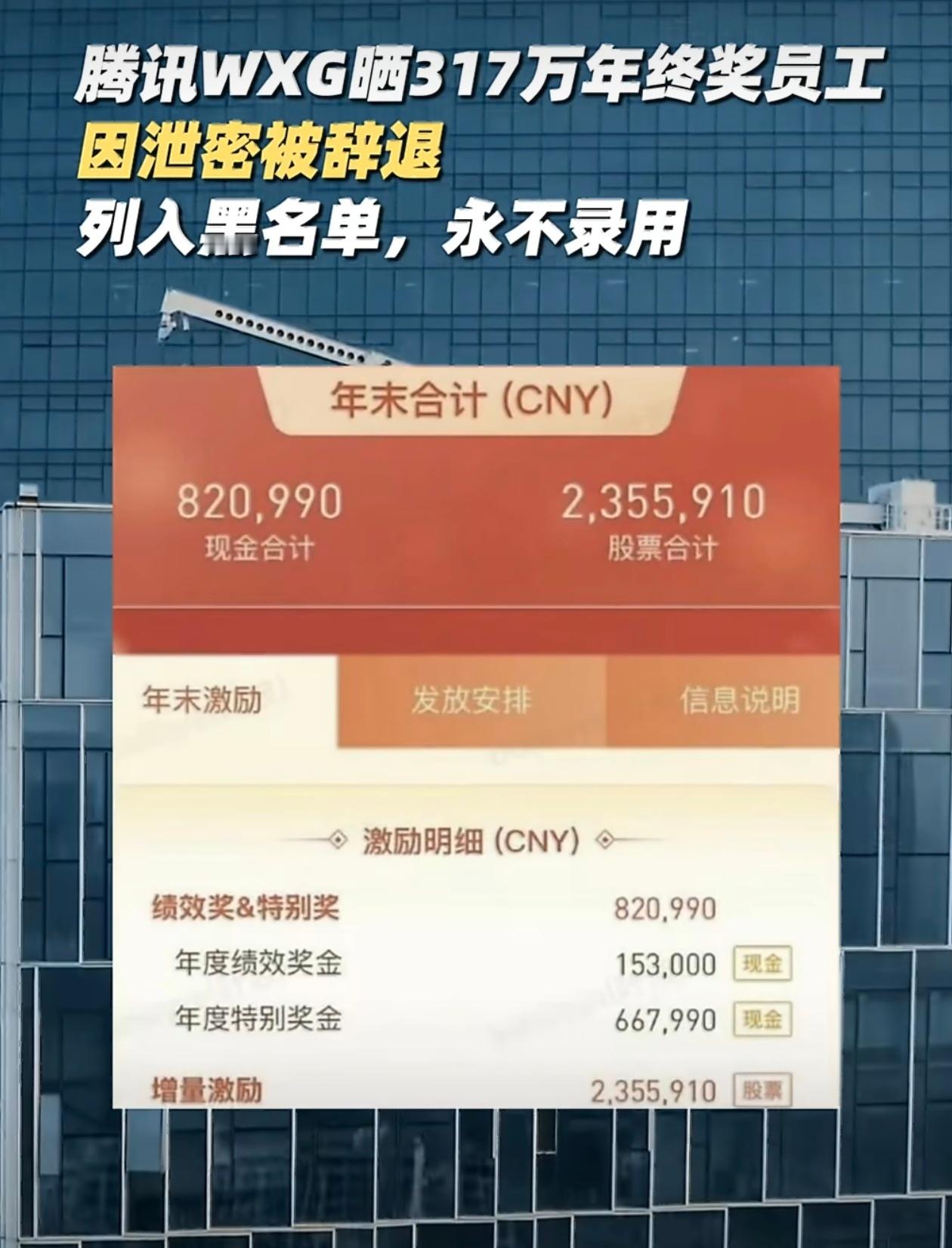 腾讯317万年终奖员工因泄密被辞退现有证券公司，这次是腾讯充分说明，这些企业确实