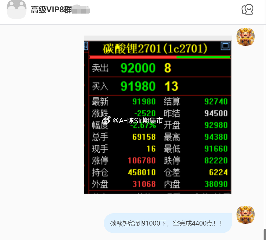 2026/10/23第五单【2701碳酸锂】碳酸锂完成4400点！我们在9540