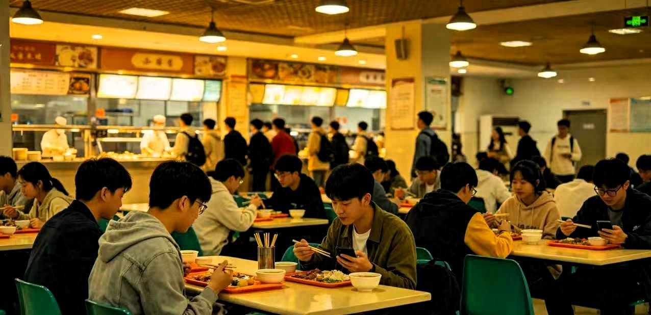 一位大学校长，下班稍晚，到食堂吃饭，看见一个女生，打了一碗米饭一份素菜，和一碗免