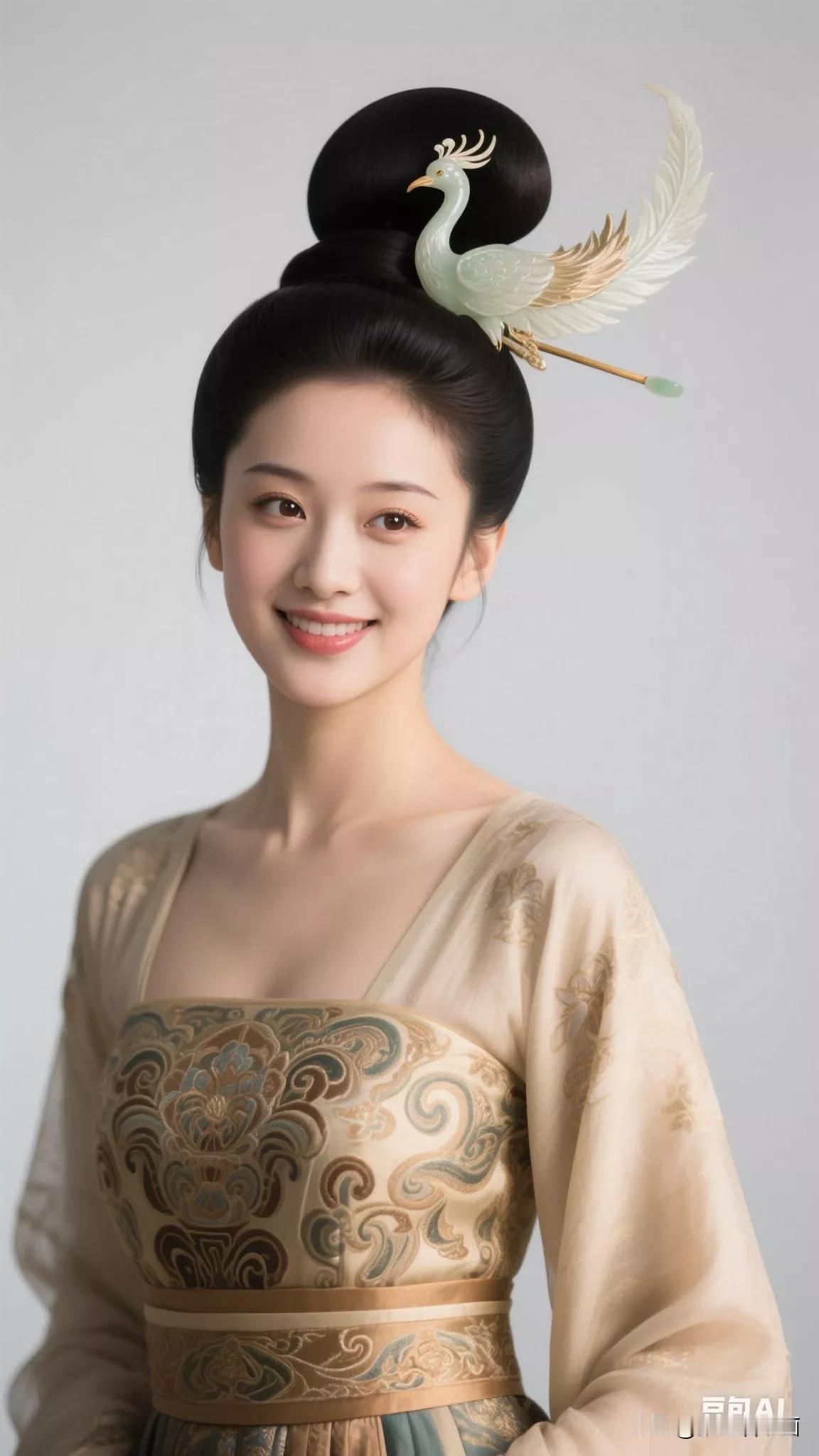 古风美人，典雅发饰，惊艳古装，仙气十足！张立启原创书画AI作品古仕女发髻集锦首发