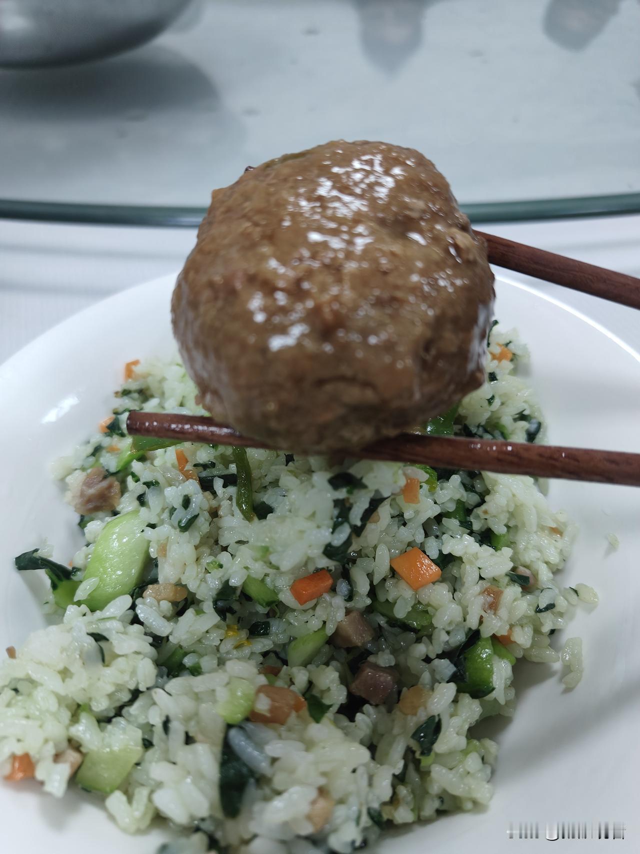 咸肉菜饭再搭上那个扬州狮子头，你觉得怎么样？