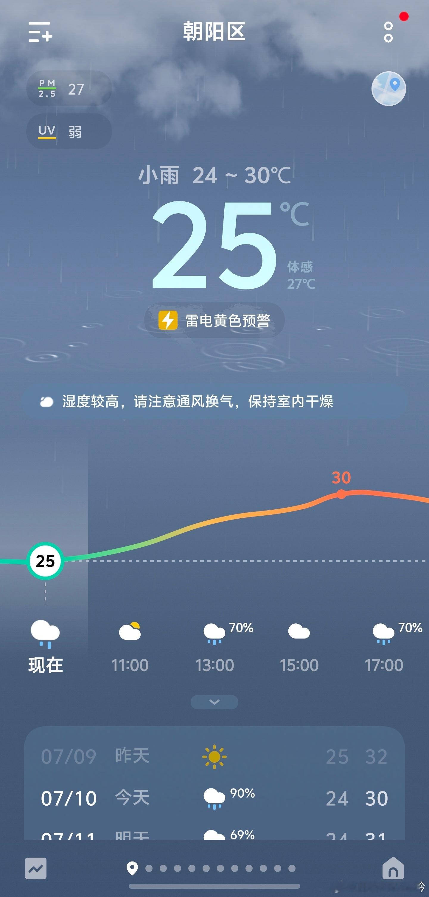 北京暴雨 北京朝阳已经下雨，雨不大还是很热，今天准备在家办公了最近全国好像都在降
