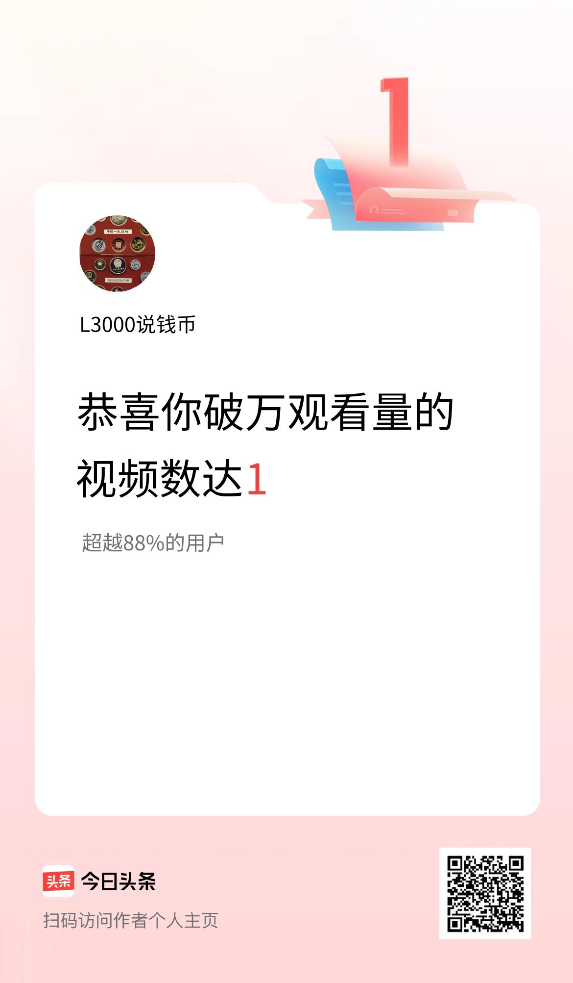 我在头条有1条视频播放量破万了！