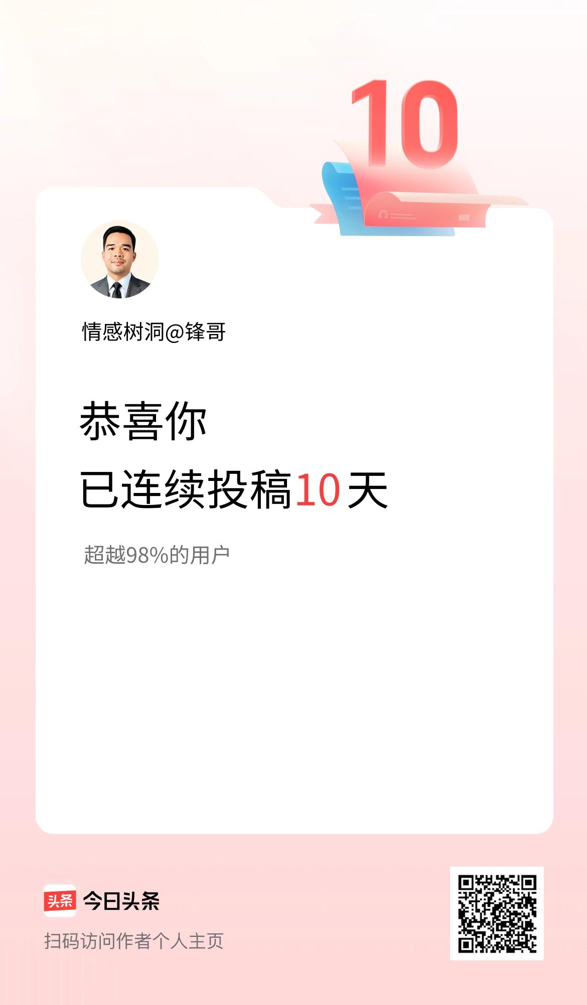 我在头条连续投稿10天