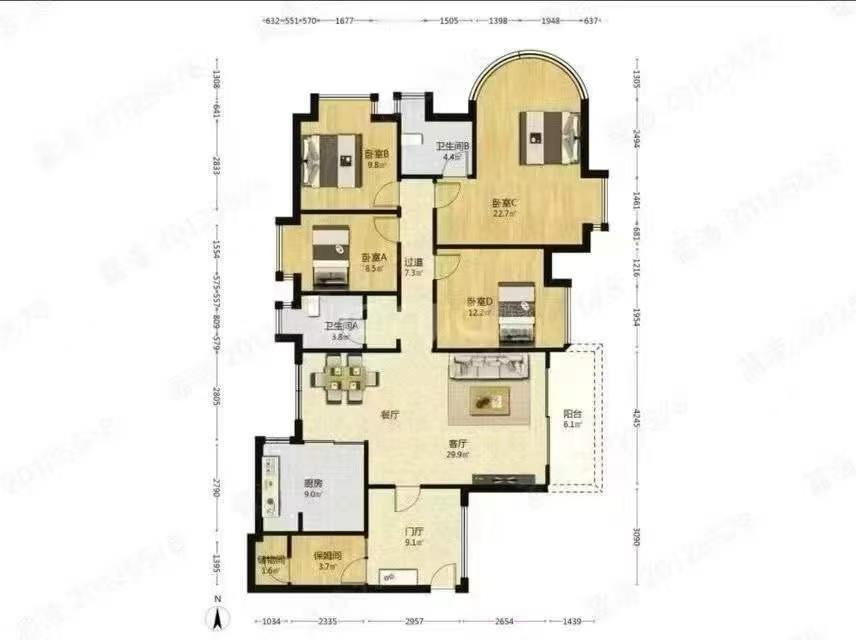 深圳宝安中心区
号称最美外观园林小区！
幸福海岸一期149平/4+1房
满五唯一