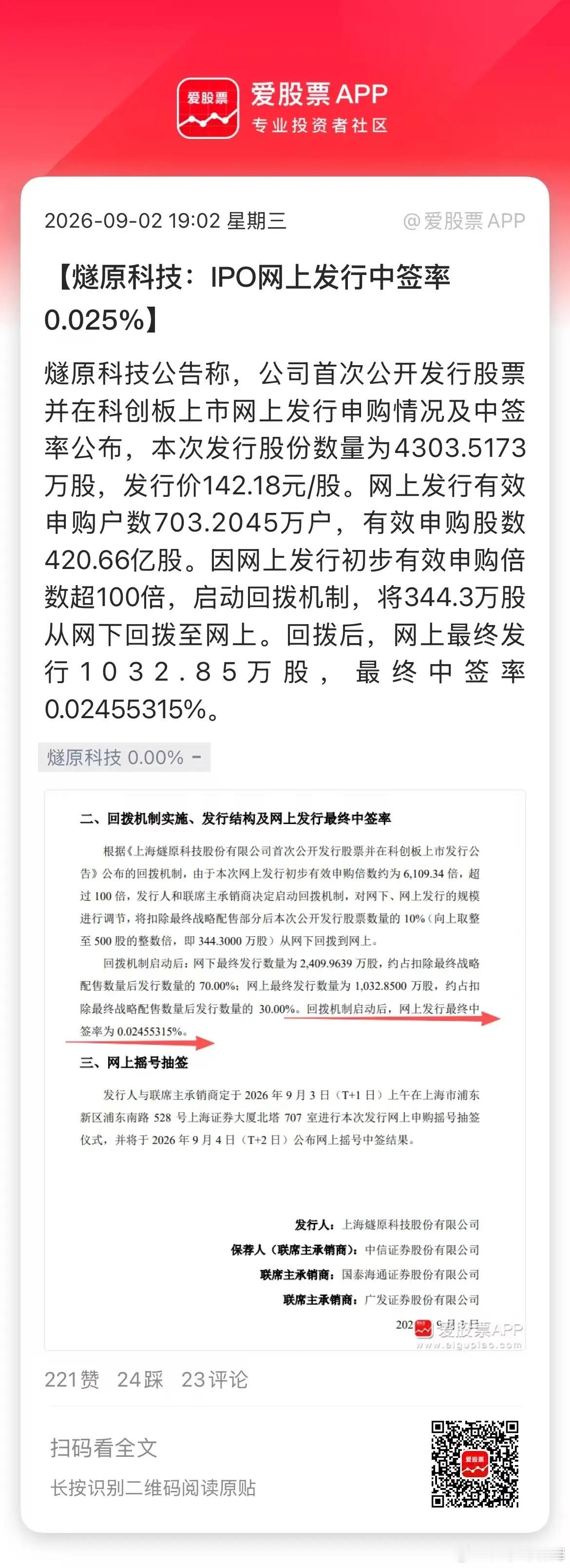 燧原科技中签率为0.0245%，1万个人有2.5个中签，跟中彩票差不多了！对比其