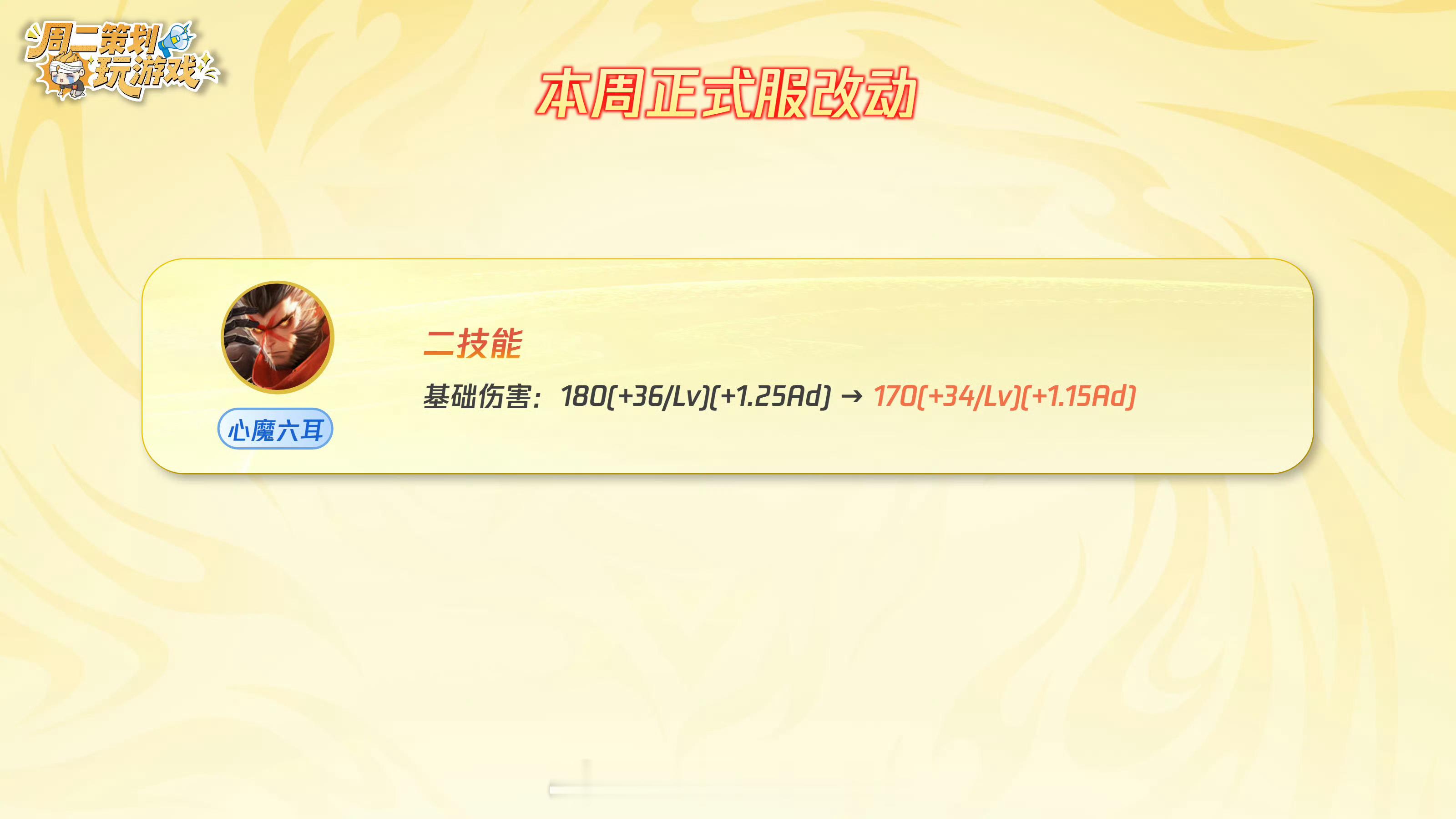 王者心魔六耳降温心魔六耳迎来降温调整，二技能伤害、冷却迎来改动，超标强度得到平衡