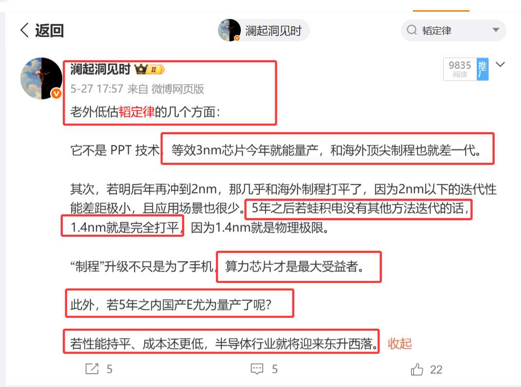 这些半导体大佬讲的东西，我早在几个月前就讲透了：韬定律不是创新是技术革命，时间会
