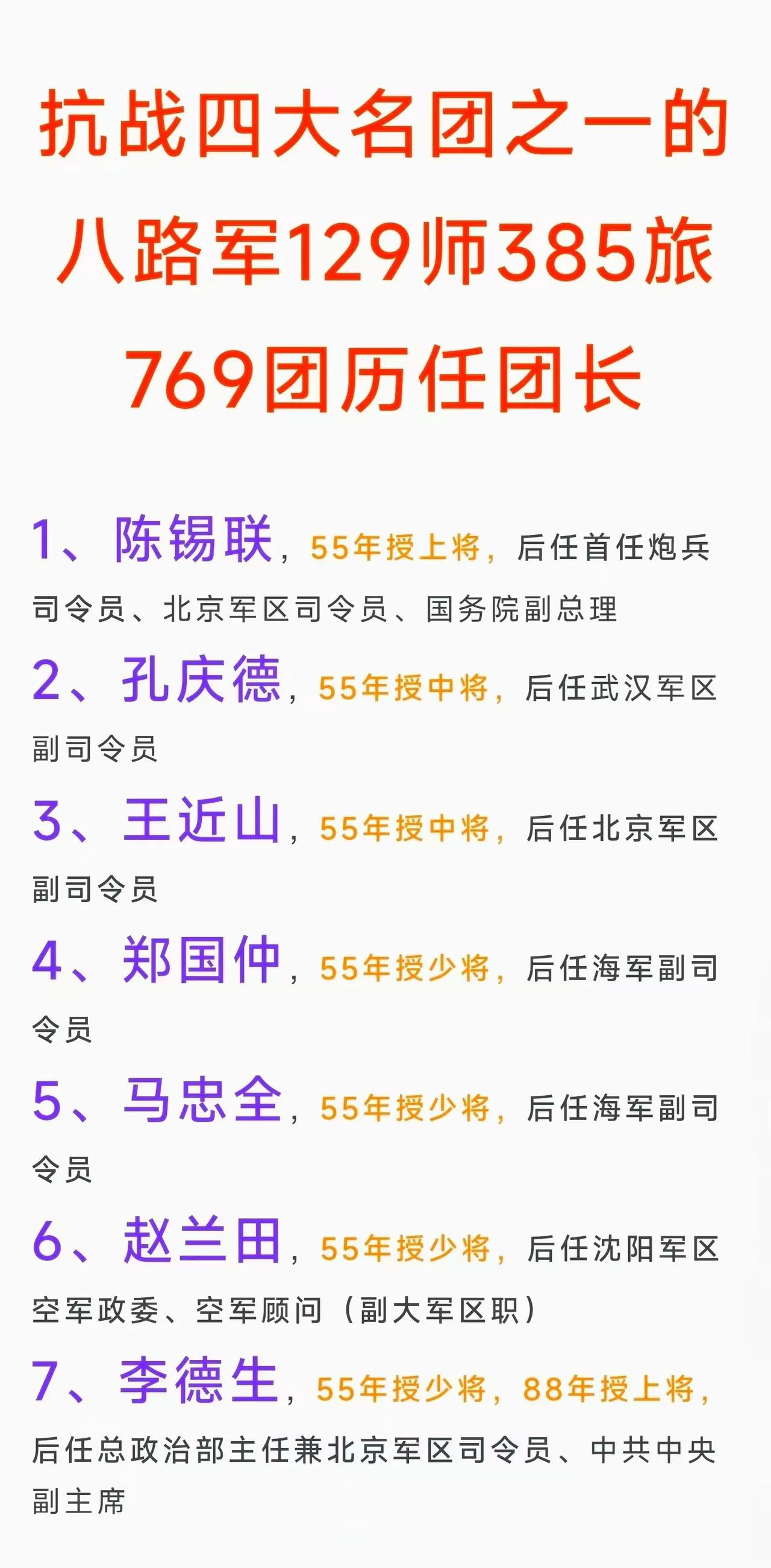 八路军769团历任团长有多了不起？清一色的开国将军，1位曾任中央副主席，1位曾任