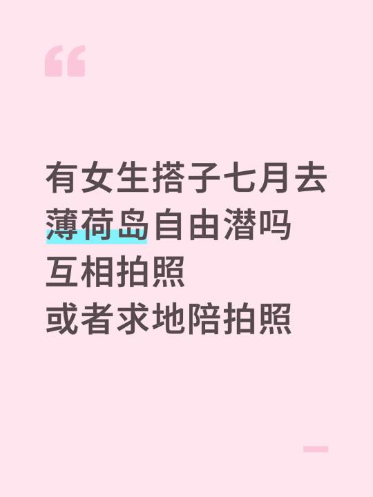 求搭子七月去薄荷岛潜水