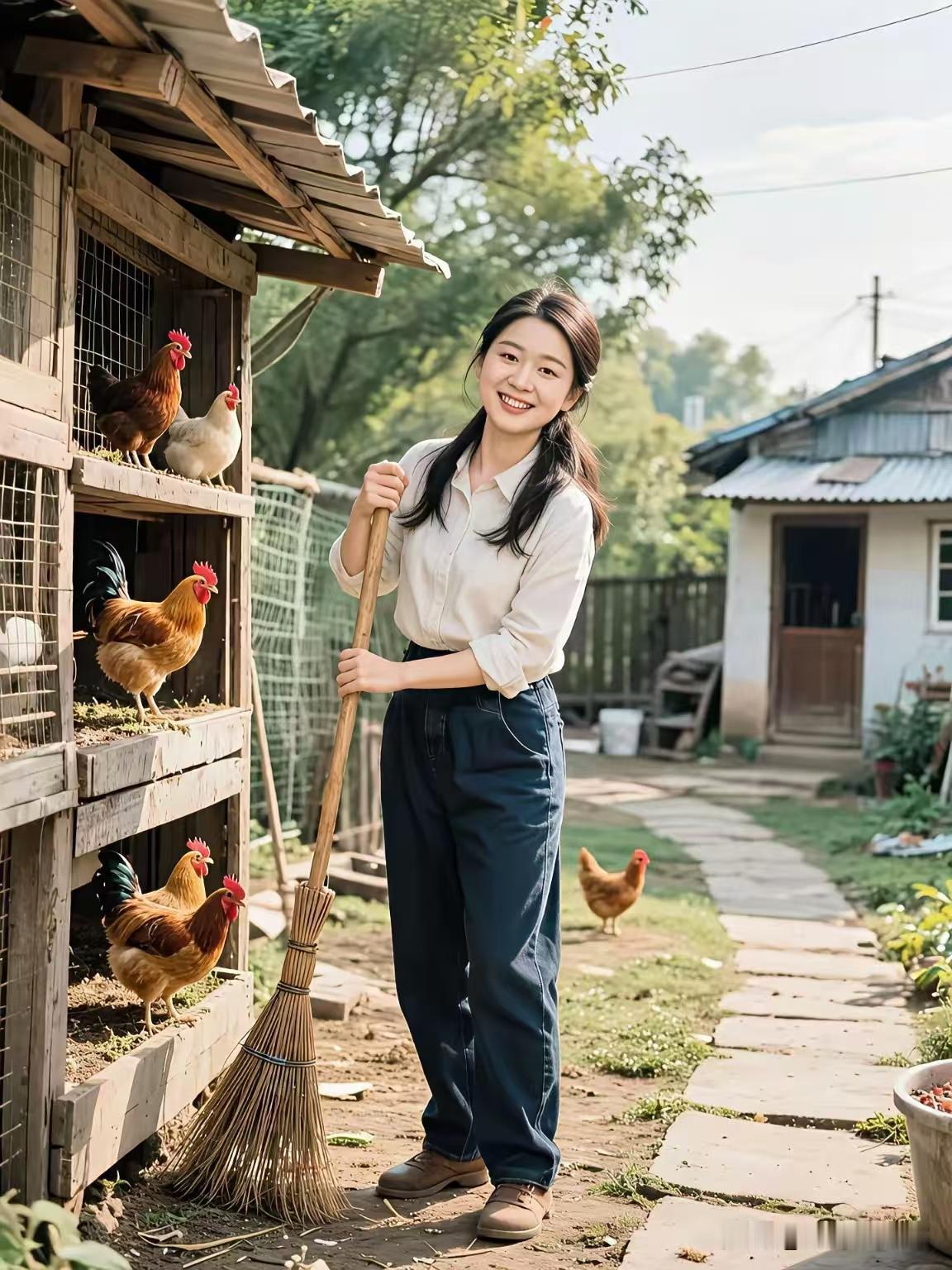 四块玉·农妇勤耕
巧妇勤，禽栏旺，
饲得家鸡致富长。
三餐暖室无忧怅，
岁月香，