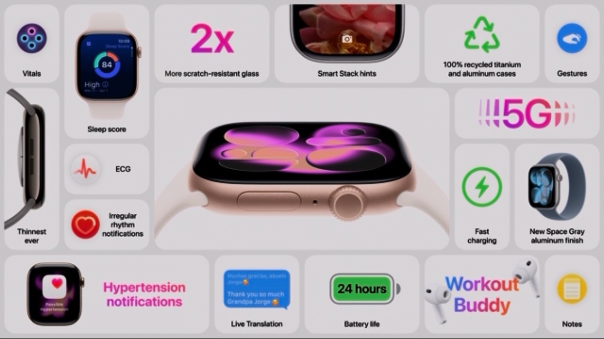 苹果发布会第二款新品是Apple Watch 11亮点是屏幕硬度更强，更耐划耐刮