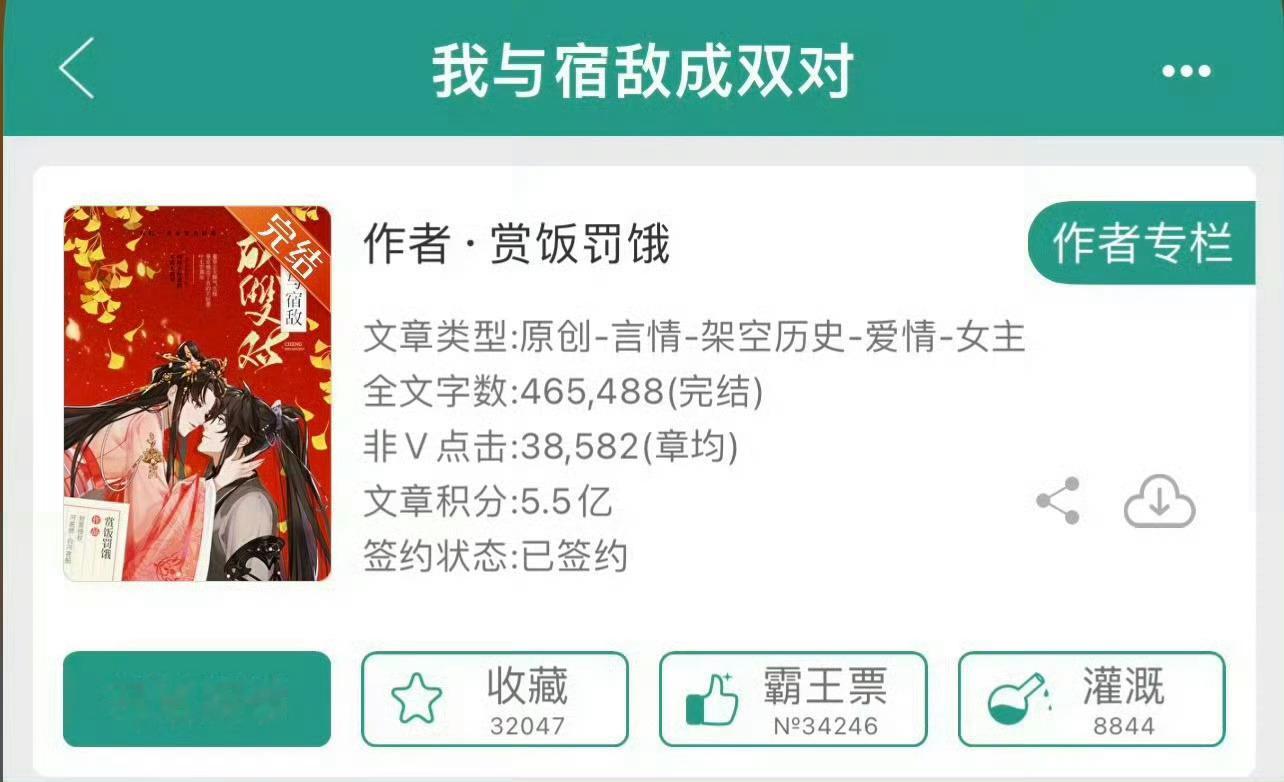 小说推荐：《我与宿敌成双对》 作者:赏饭罚饿简评：骄纵肆意公主vs傲娇少年将军，