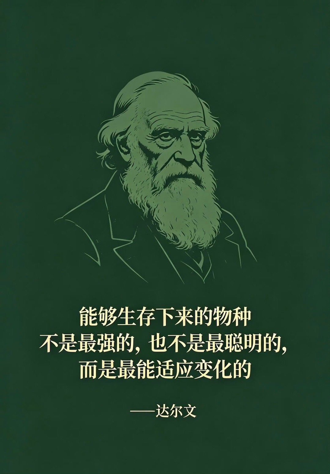 能够生存下来的物种不是最强的，也不是最聪明的，而是最能适应变化的——达尔文 