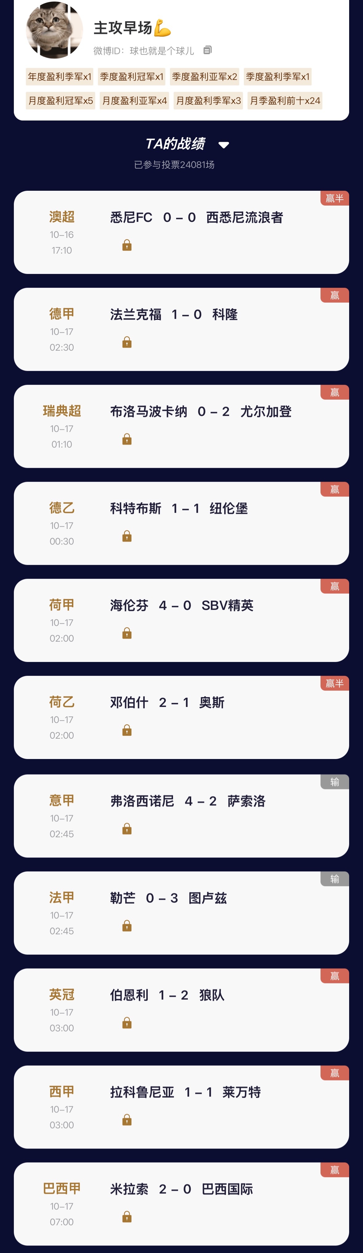 【“猜球”——民间高手】去年季冠 昨日准确命中单关西悉尼与法兰克福，竞彩再度狂斩