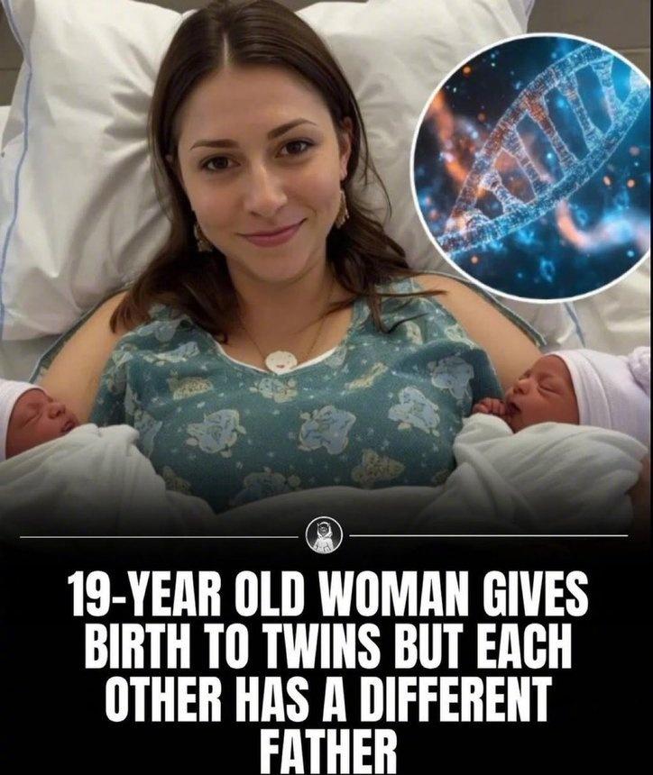 一名19岁女子生下双胞胎，父亲各不相同。
事后亲子鉴定确认了极其罕见的情况。
她