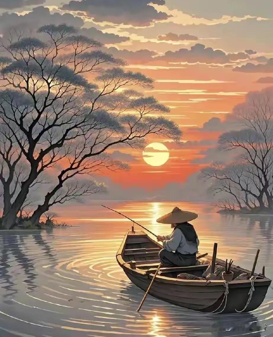 月落一江水，
花开三季红。
横批：《一江与三季》