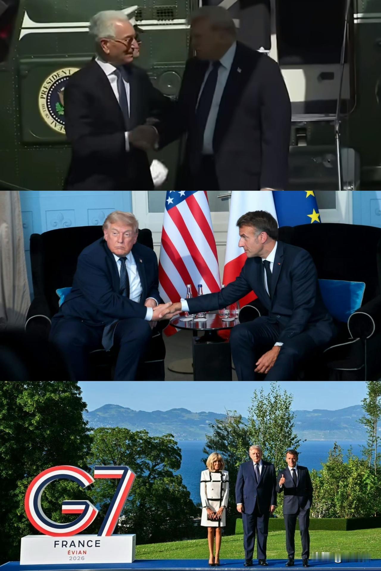 特朗普抵达法国参加G峰会，并不开心！为了让特朗普能出席，法国特意把G7峰会推迟1