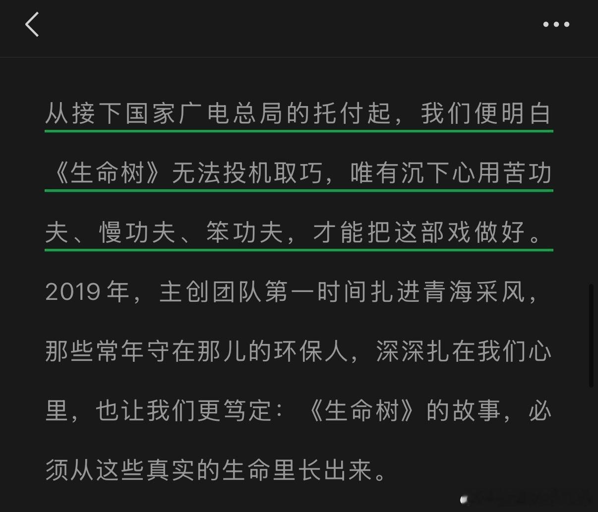 生命树是正午接gd的托付拍的，李雪说“无法投机取巧，唯有沉下心用苦功夫、慢功夫、