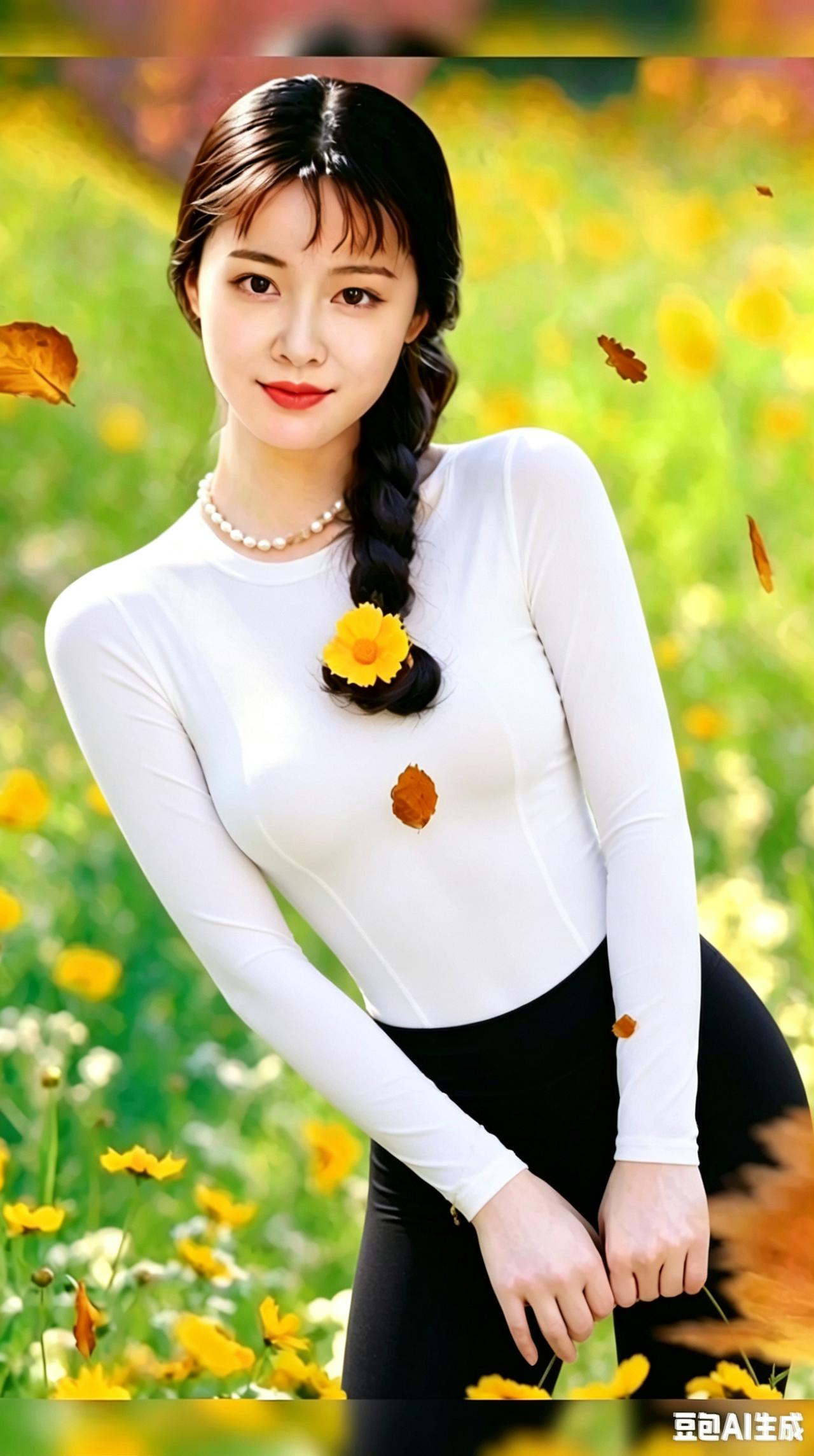 秋叶落，美人笑，花间醉。