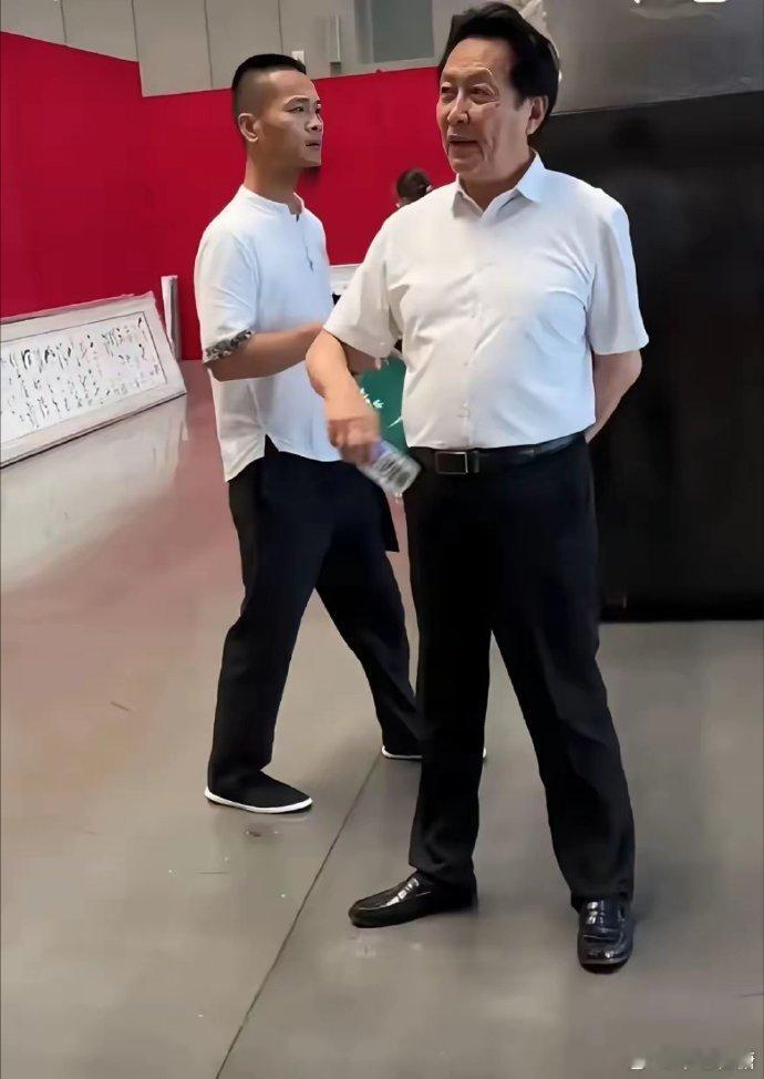 不愧是演过皇帝的，这着装、这站姿、鞋手势、这气势，标准的体制内处级干部 