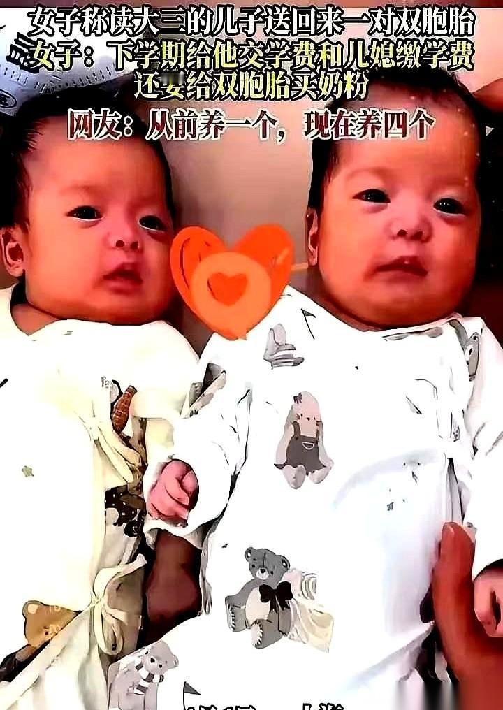 厨房里的排风扇正嗡嗡转着，21岁的林宇推开家门，怀里严严实实兜着两个刚满月的婴儿