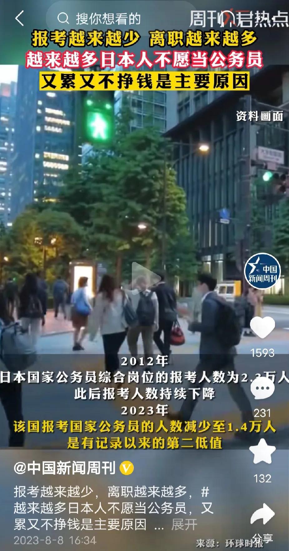 资本主义弊端再次暴露。日本陷入“公务员荒”，一边是报考人数逐年下降，一边是离职辞
