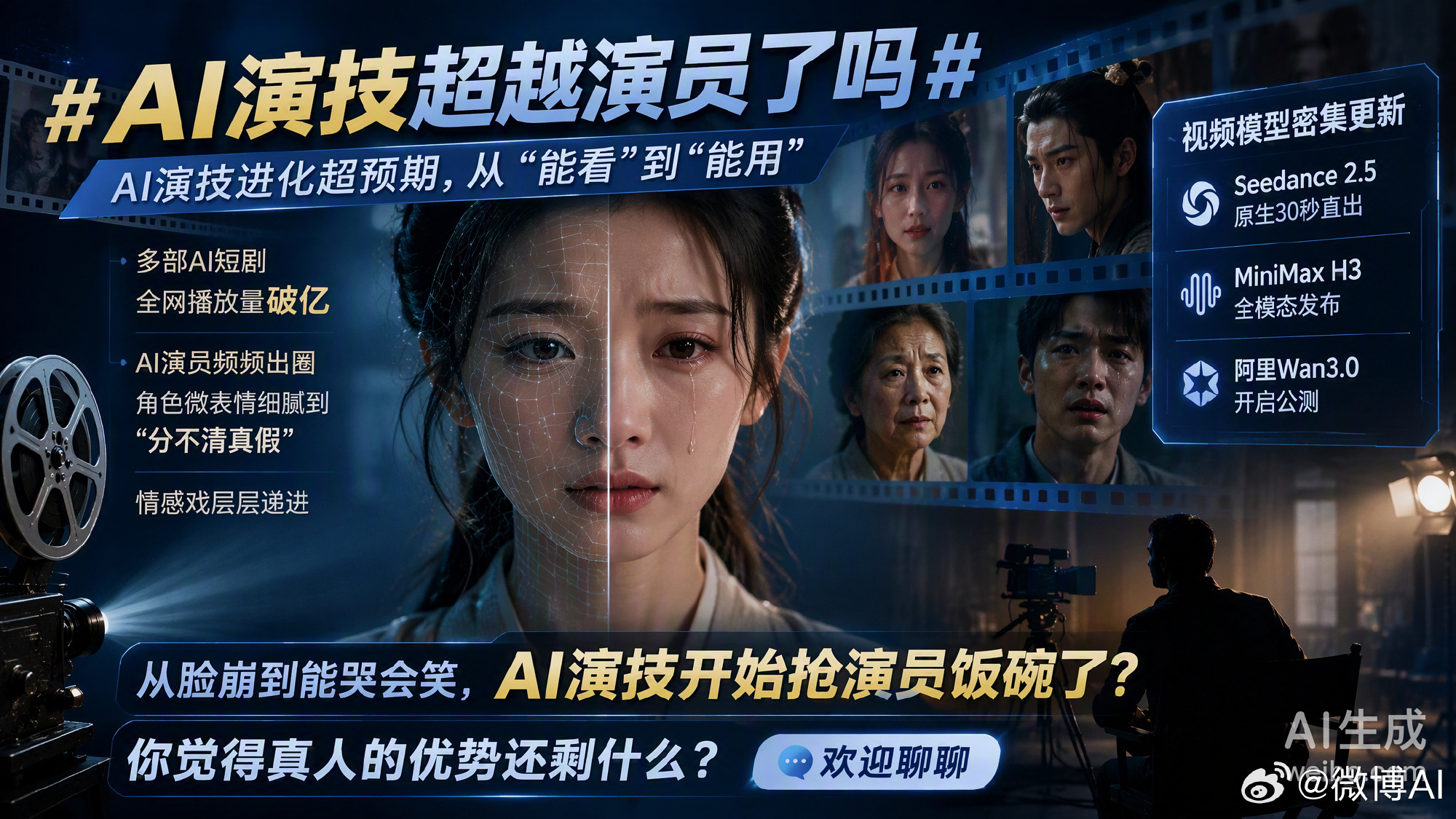 AI演技超越演员了吗现在AI短剧播放量屡屡破亿，各类视频模型迭代速度肉眼可见，A