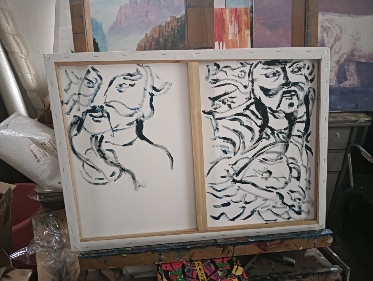 蔡刚的作品架后艺术:门神。