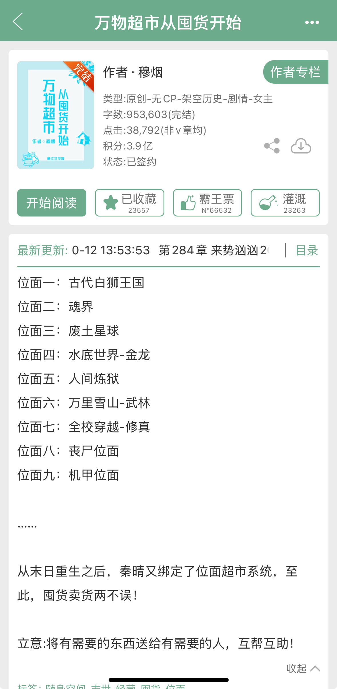 穆烟《万物超市从囤货开始》完结啦！末世经营文，看过的姐妹来反馈一下~ ​​​