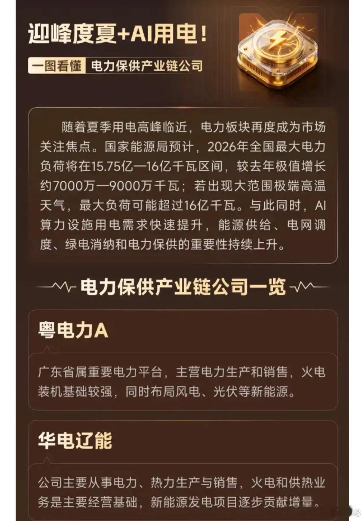 迎峰度夏+AI用电！一图看懂《电力保供产业链公司一览》 