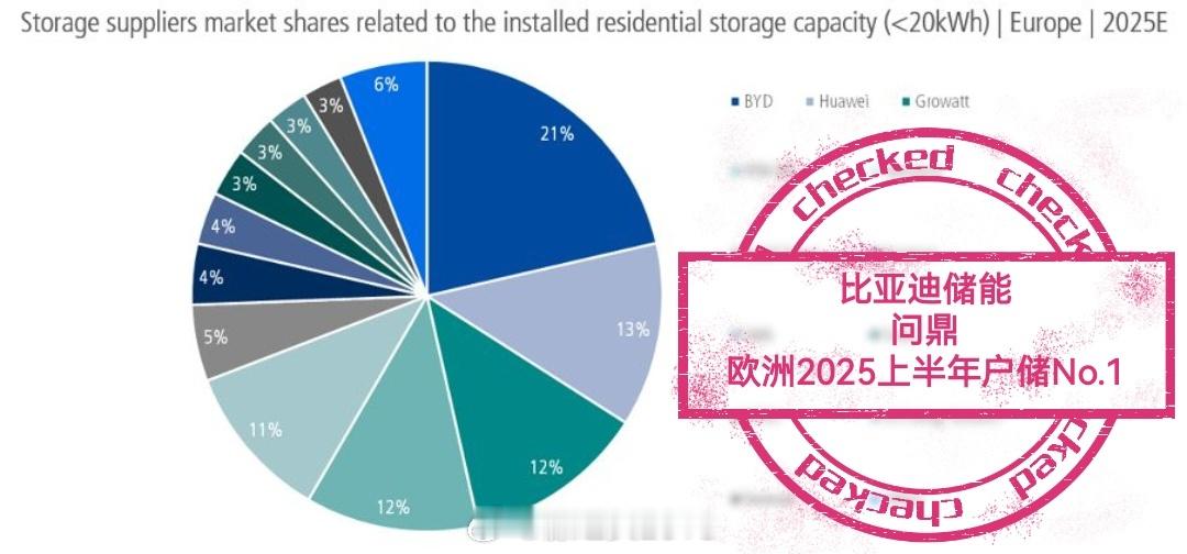 比亚迪 储能2025欧洲户储装机量No.12025欧洲储能最佳创新奖 ​​​