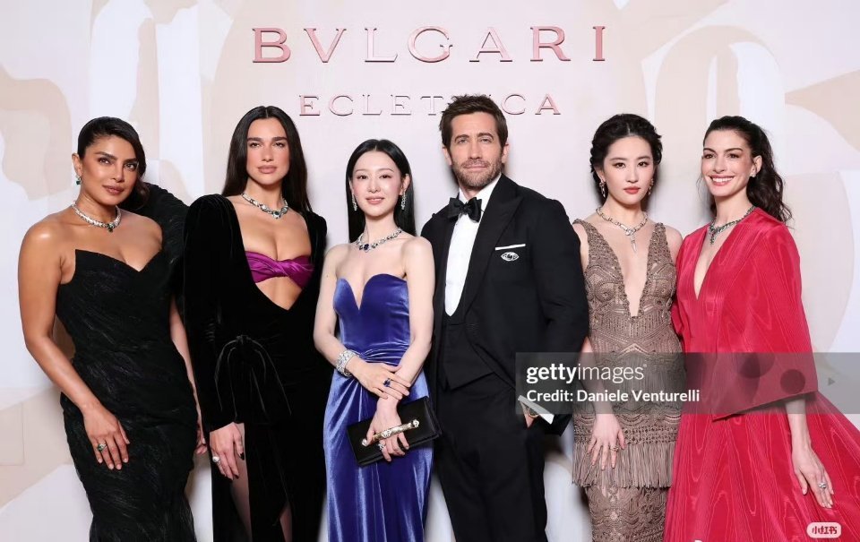 金智媛宝格丽合照站C位，竟然把刘亦菲挤到边上去了？