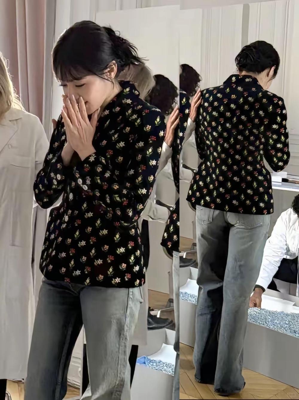 果然时尚的完成度要看脸
从后面看还以为哪个大妈呢，结果一看正脸，竟然是迪丽热巴。
