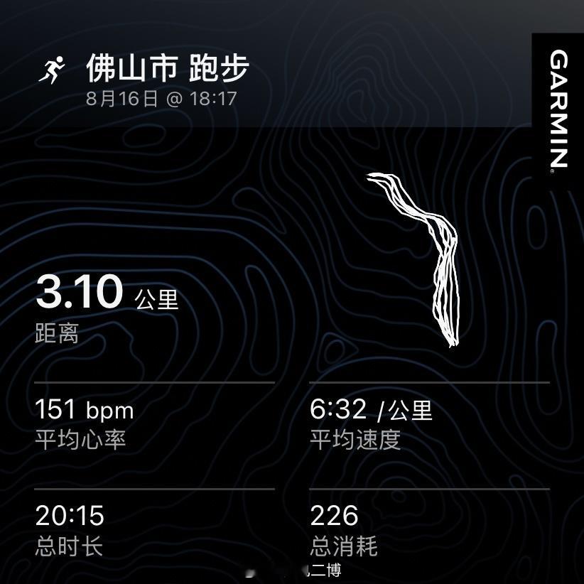 平时都是晚上八点后跑步，今天早一点，简称跑早步二博运动日记