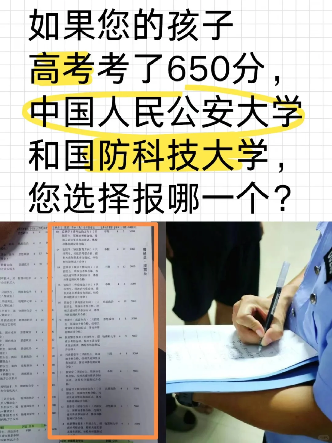 如果您的孩子高考考了650分，公大和国防科技