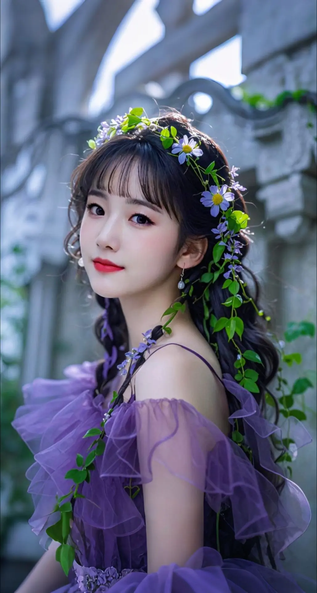 AI扩图 AI紫发城堡精灵