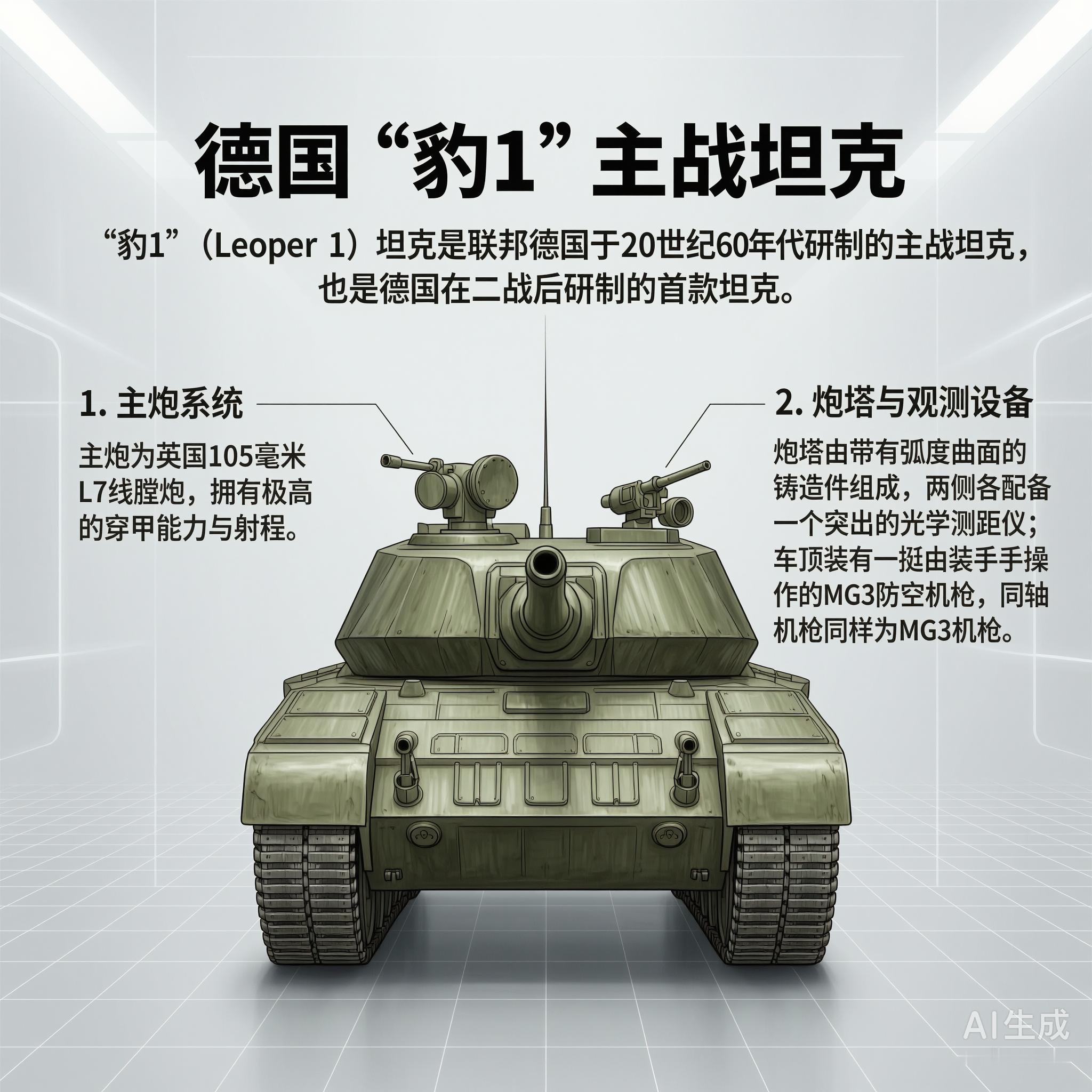 军事ai新视野 德国“豹1”主战坦克“豹1”（Leopard 1）坦克是联邦德国