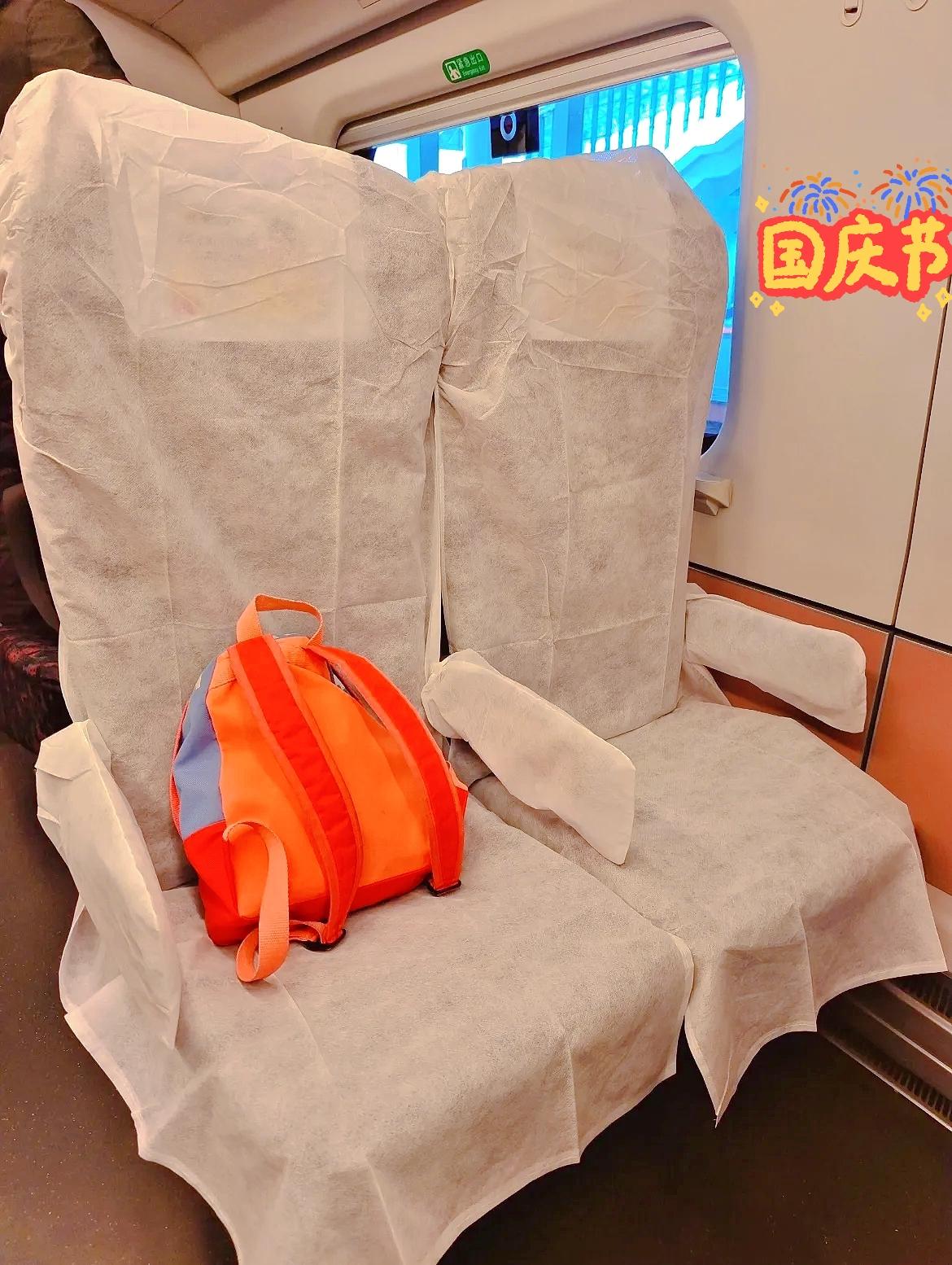 今天坐高铁算开眼了！前排大姐带个七八岁的娃，一坐下就掏塑料套，给女儿座位从上到下