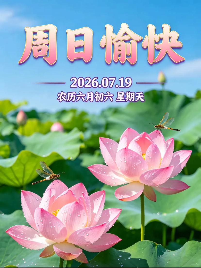 🌺2026./7月19，伏夏荷送香，时光皆安然🌺

🌴☀️盛夏拂晓，伏日晨