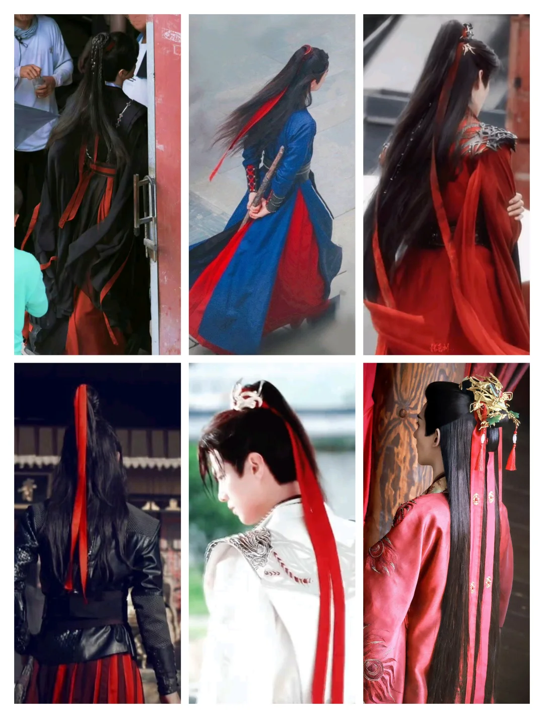 红发带背影造型男明星