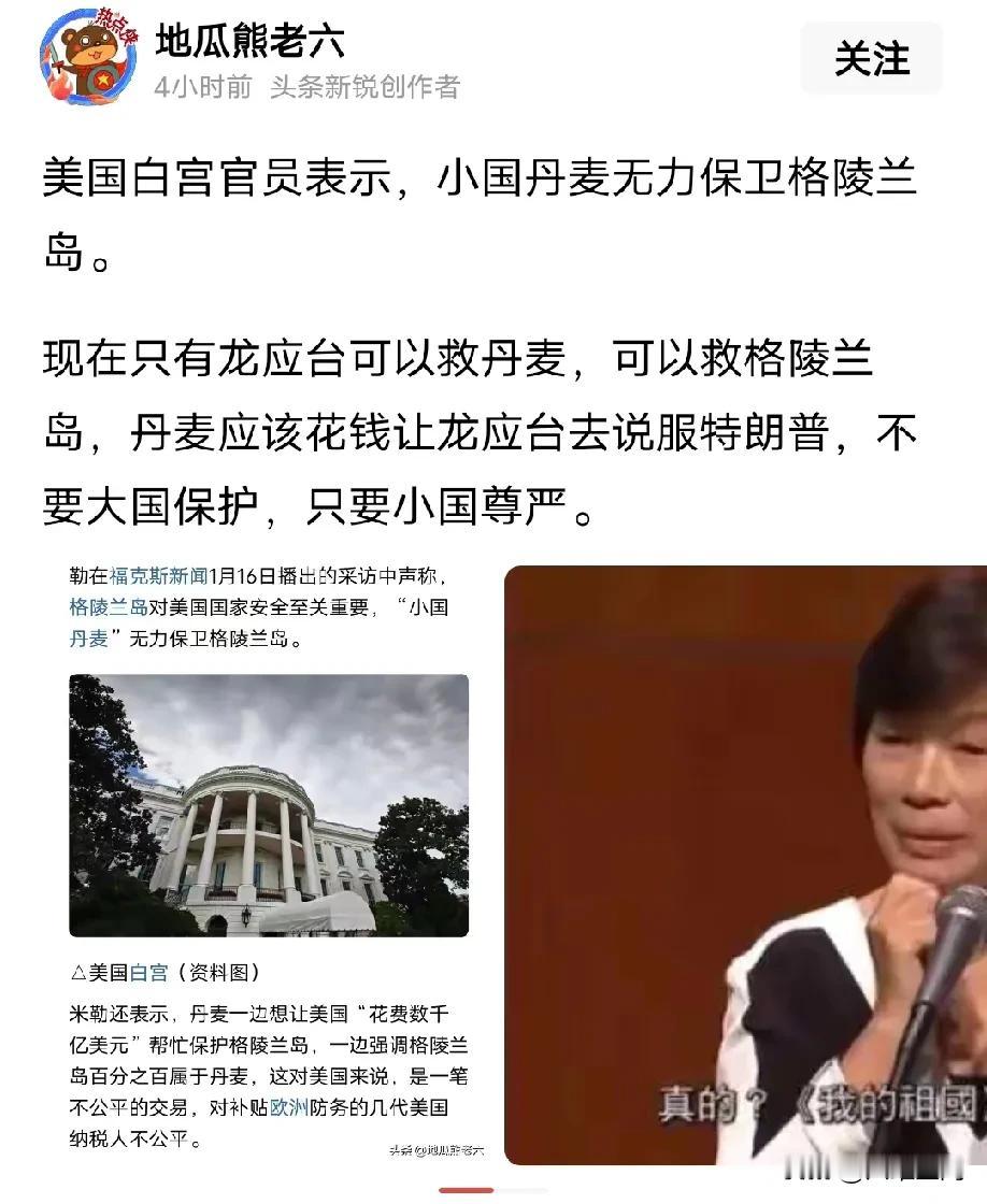 现在只有龙应台能救丹麦人了，建议丹麦人邀请龙应台代表丹麦人去美国跟川普讲“不要大