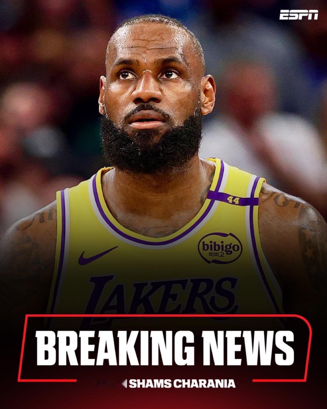 Shams：詹姆斯今日比赛复出。 