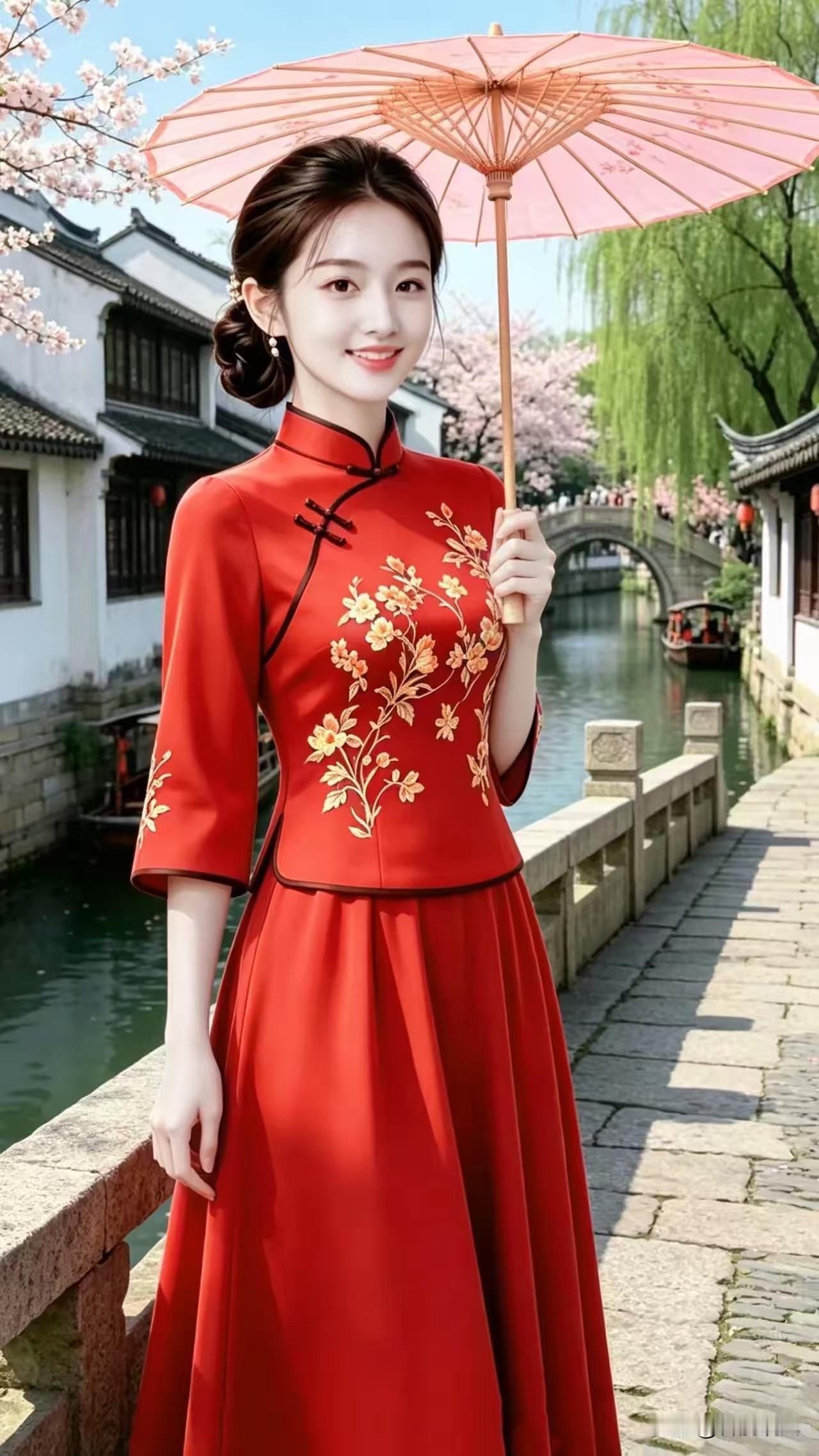 捣练子·江南春景
墙映瓦，柳含烟，
乌篷轻棹入江南。
粉伞佳人寻不见，
春风有约