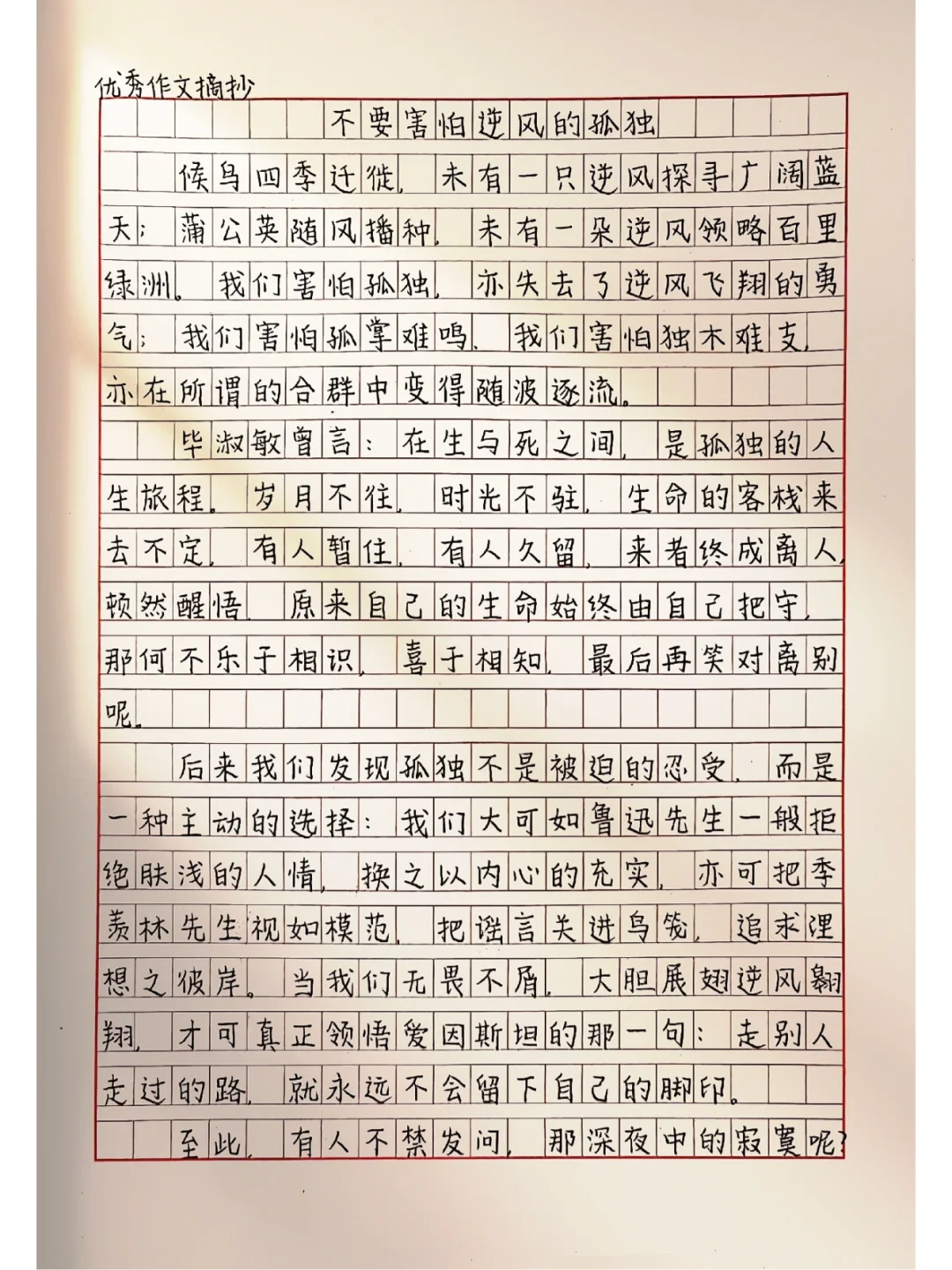 作文【不要害怕逆风的孤独】