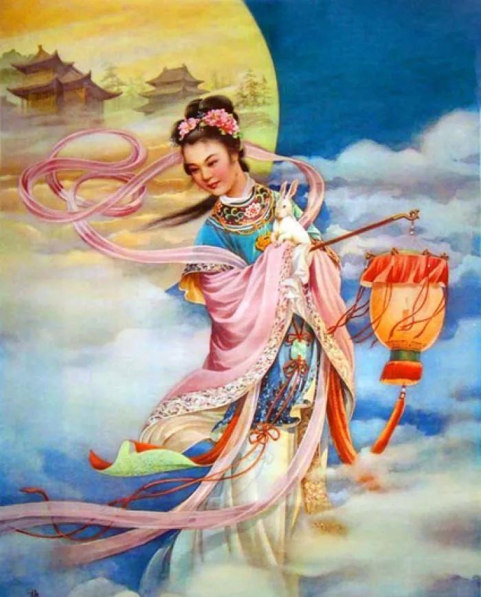 #古典年画仙女美人#经典年画《嫦娥奔月》《天女散花》《洛神图》#名家画作共享# 