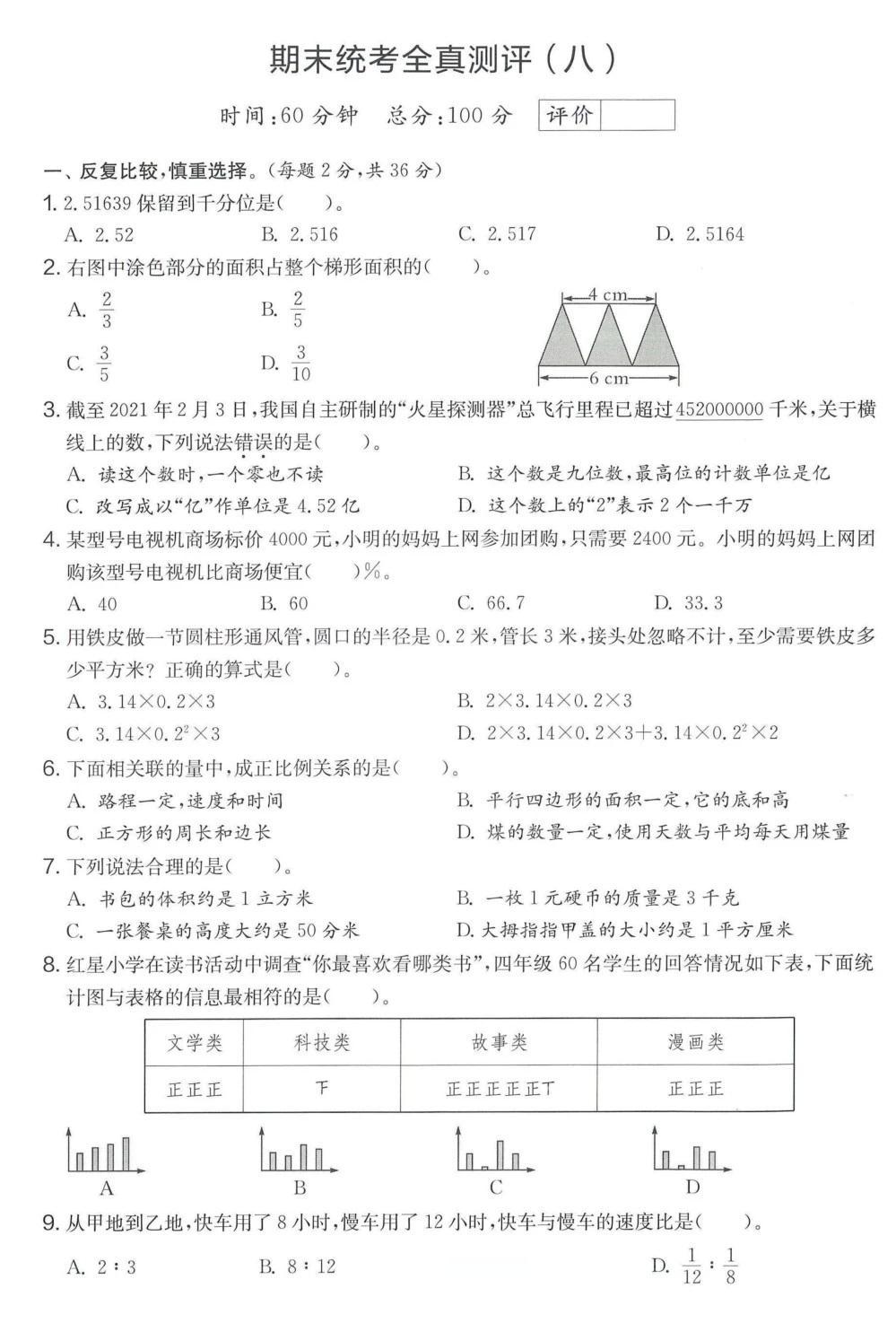 #小升初数学#
#小升初训练#
六年级数学期末统考全真测评卷（八）
小升初的同学