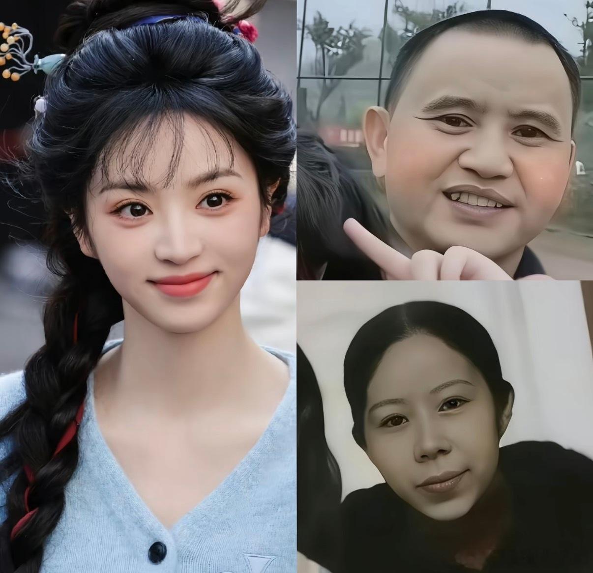 田曦薇爸爸妈妈 真会长啊，全是跳优点长的，她妈妈脸型虽小却中庭长，小田刚好中和了