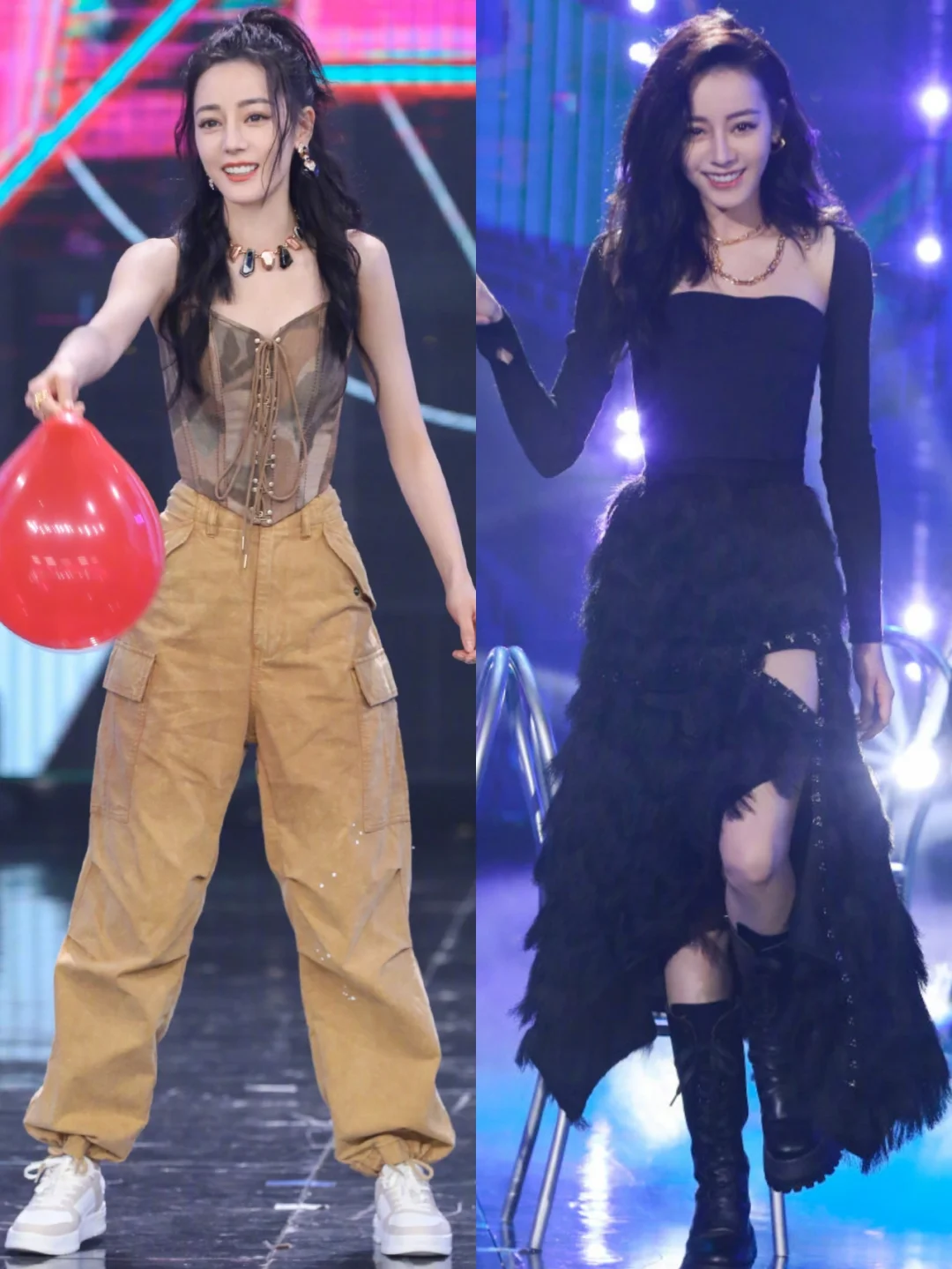 迪丽热巴快本两组造型，又美又酷~