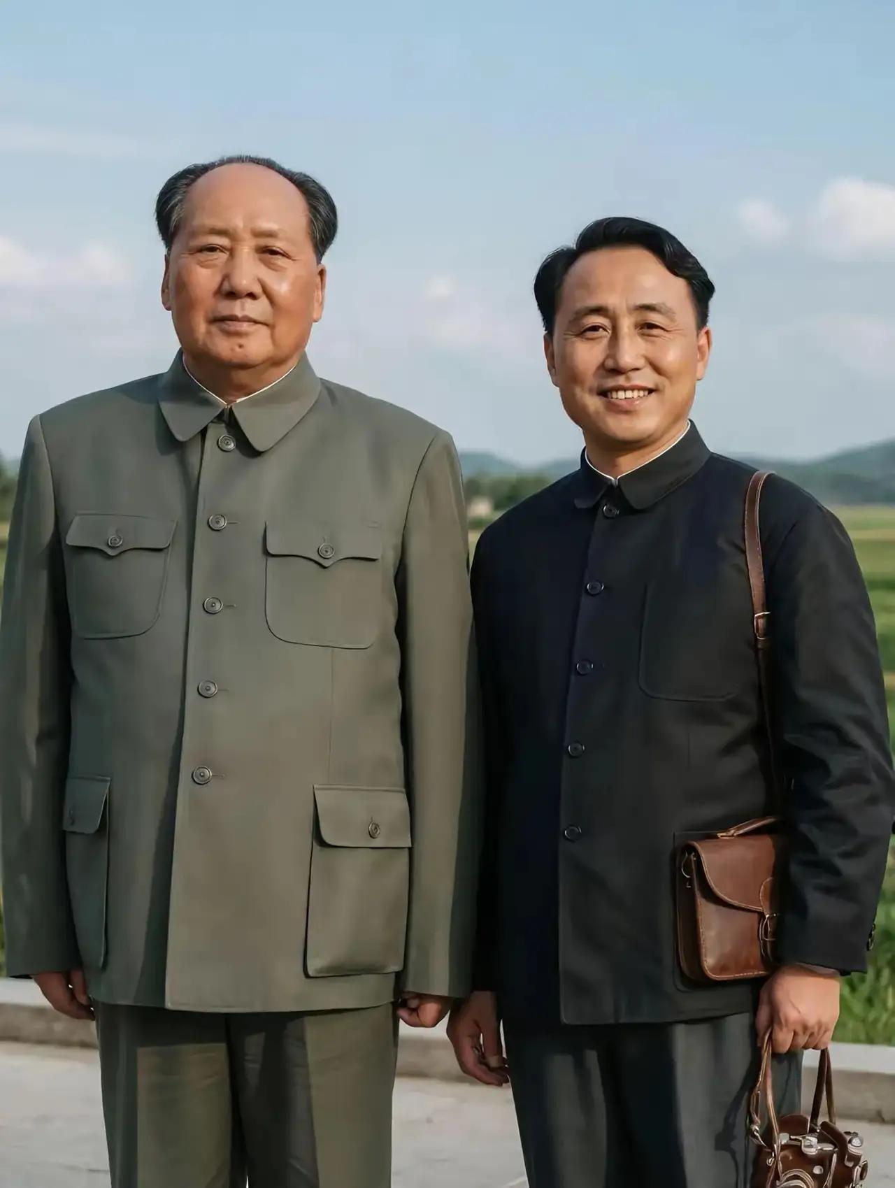 摄影工作者，
和毛主席老人家合影留念！